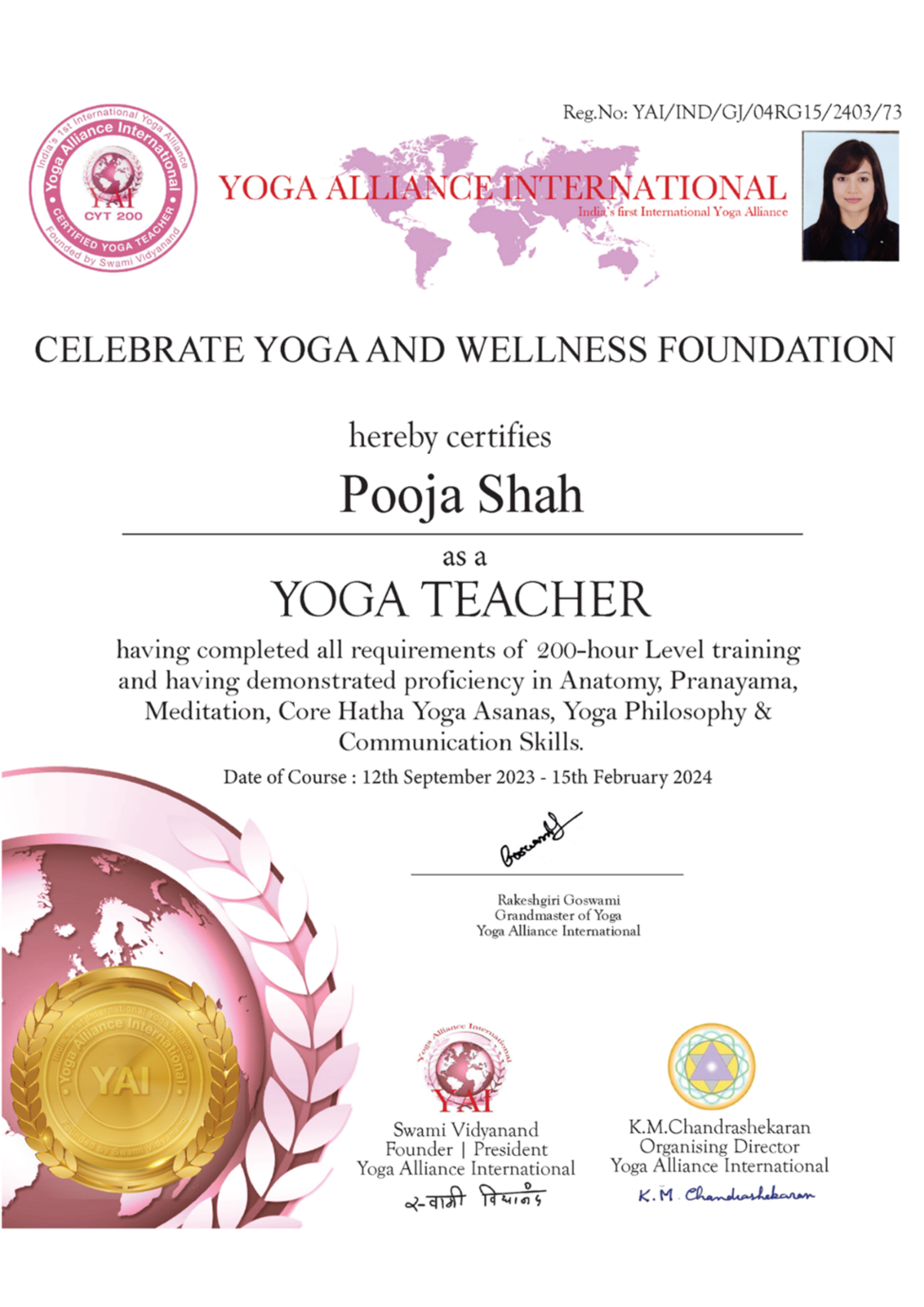 yog bliss certificate