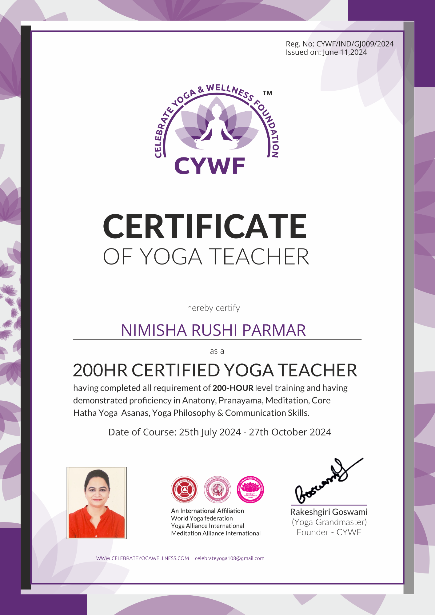 yog bliss certificate