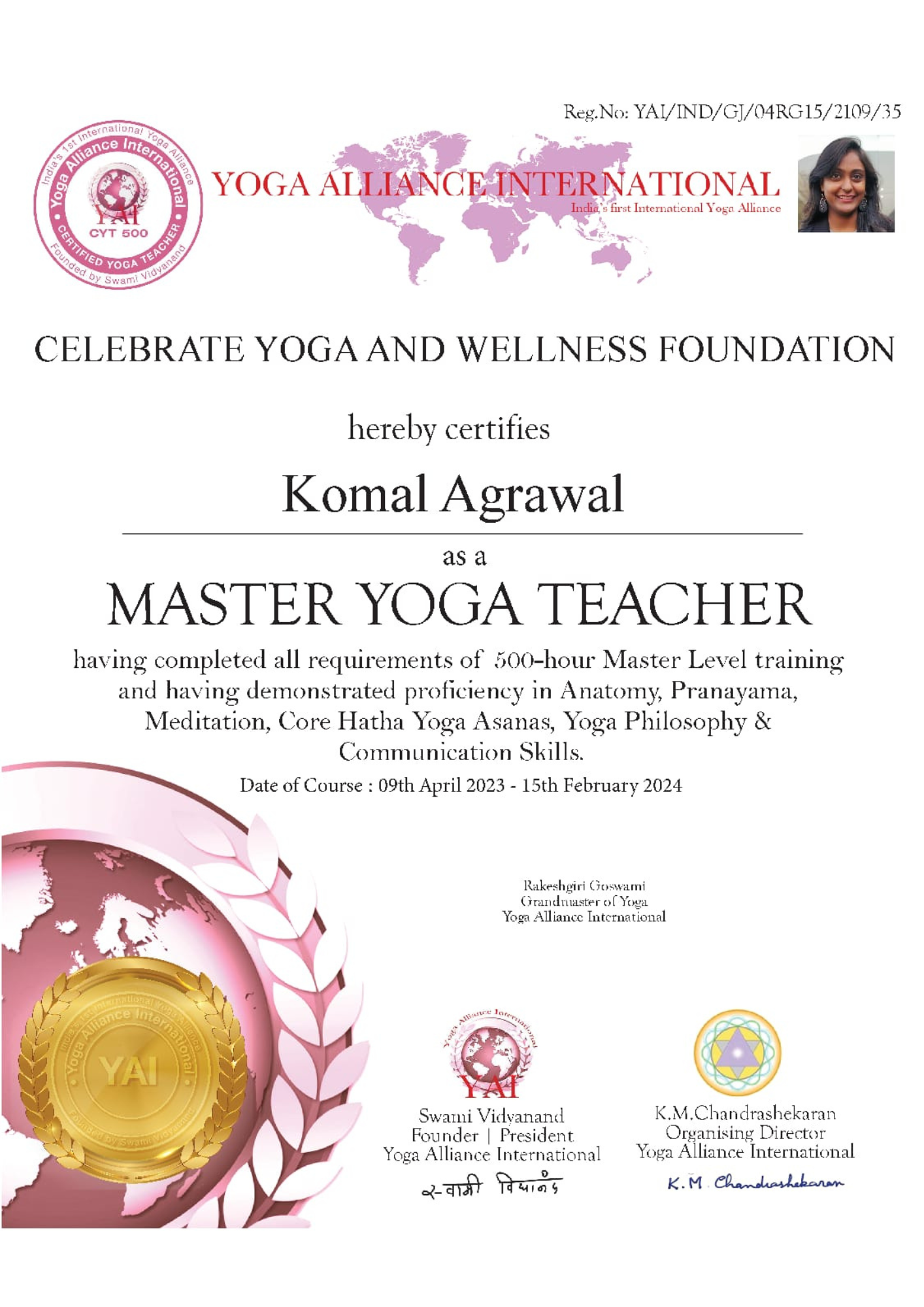 yog bliss certificate